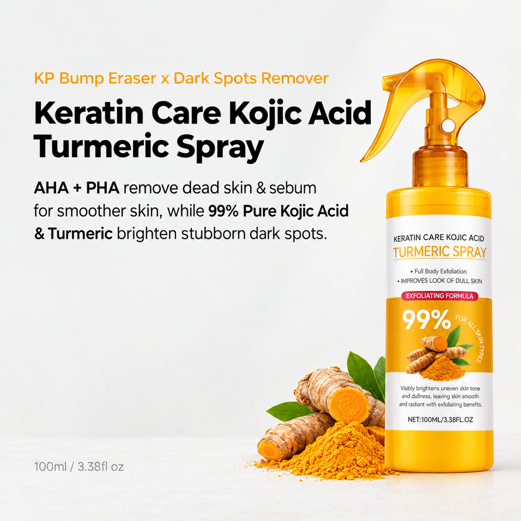 Grabello™ Kojic Acid & Turmeric De-Tan Body Glow Spray For Face, Neck, Hands, Legs, Back,Bumps and Inner Thighs | Buy 1 Get 1 Free